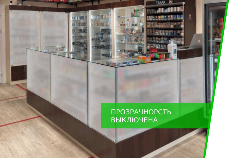 Смарт-витрина в режиме прозрачности